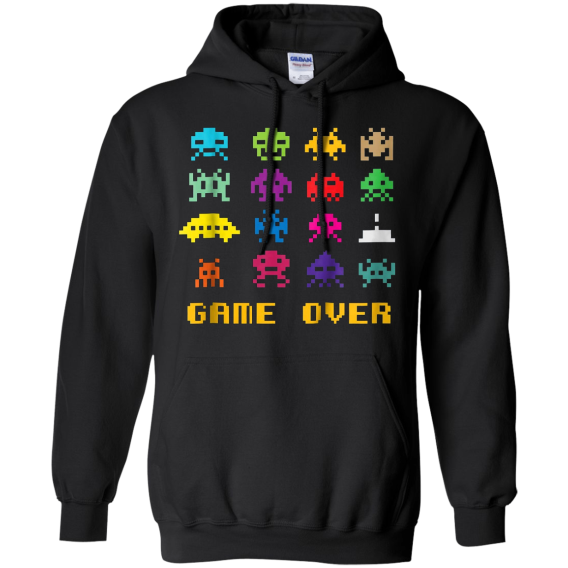 "Game Over" retro alien invaders tshirt 80s 8-bit video game