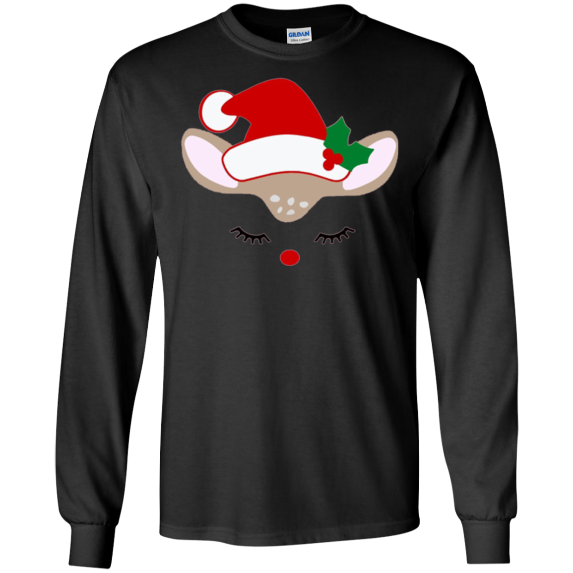 Santa Reindeer Face. Christmas Costume Holiday T-Shirt