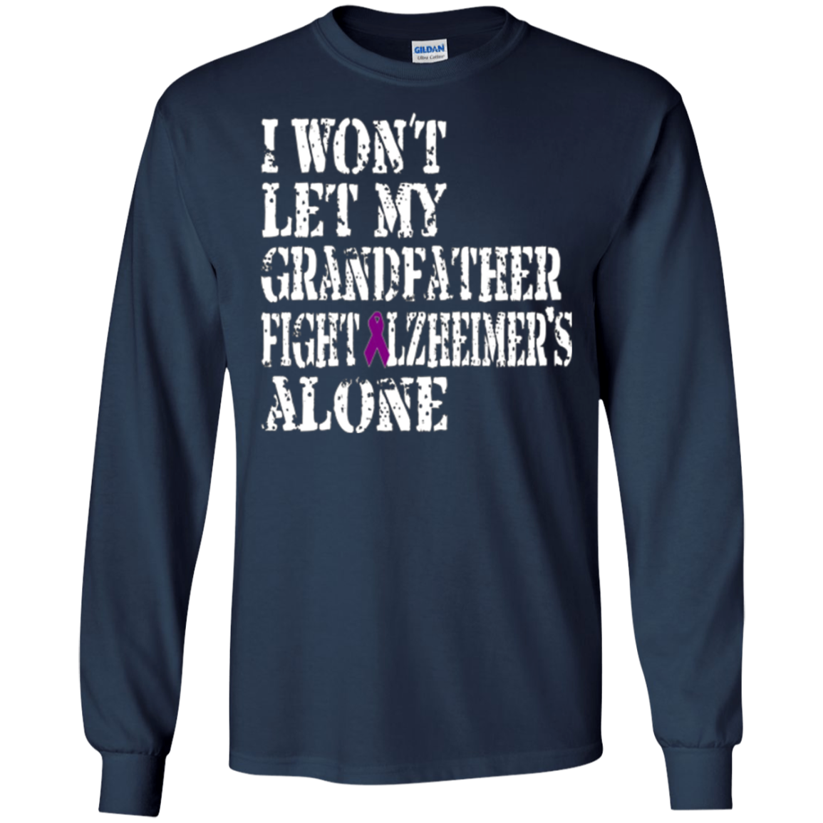 Alzheimer's Awareness Tee For Grandfather Purple Ribbon Tees