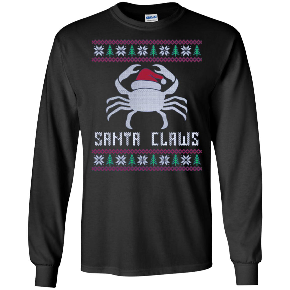 Santa Claws Festive Crab Ugly Christmas Gift Long Sleeve