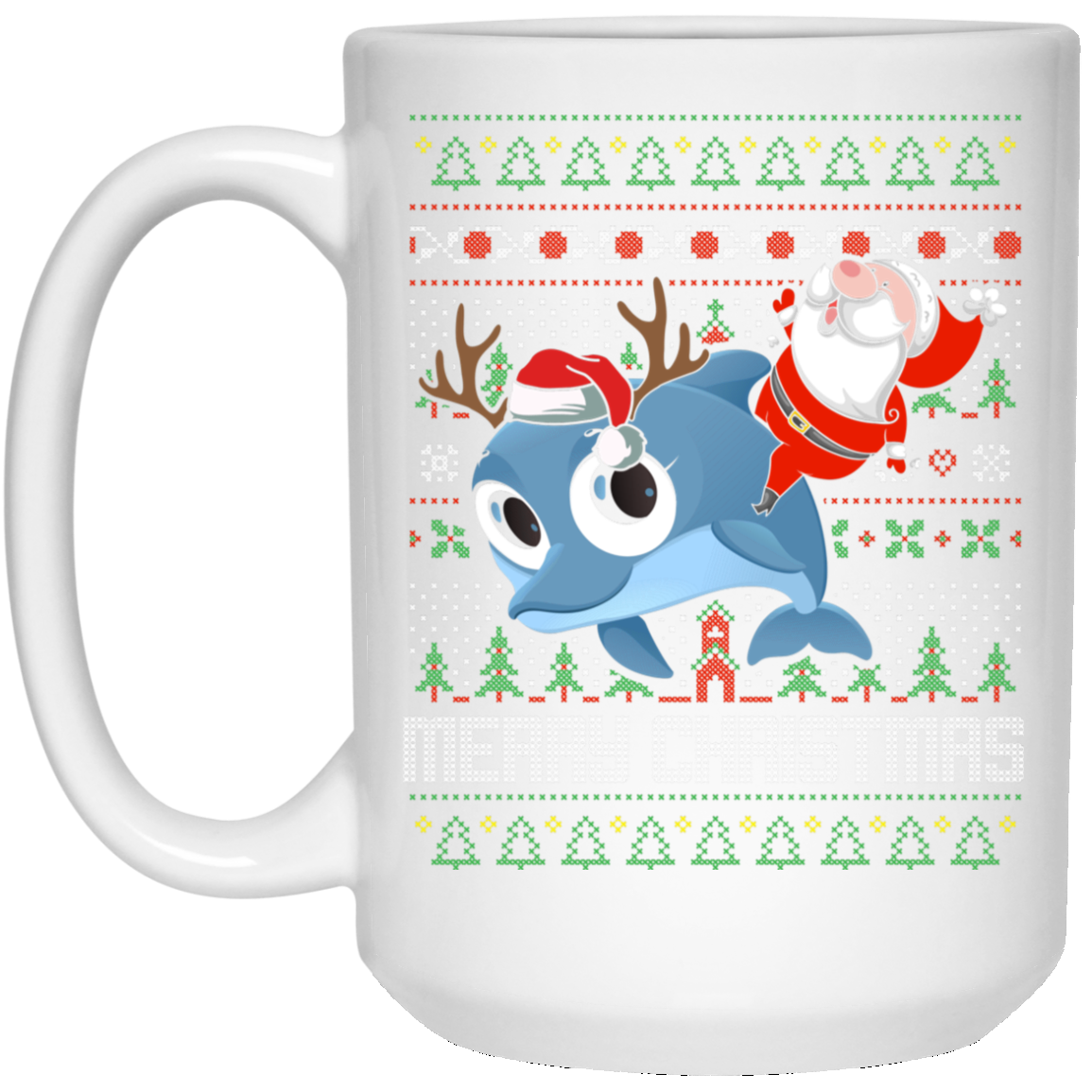 Santa Riding Dolphin Merry Xmas Gift Tshirt