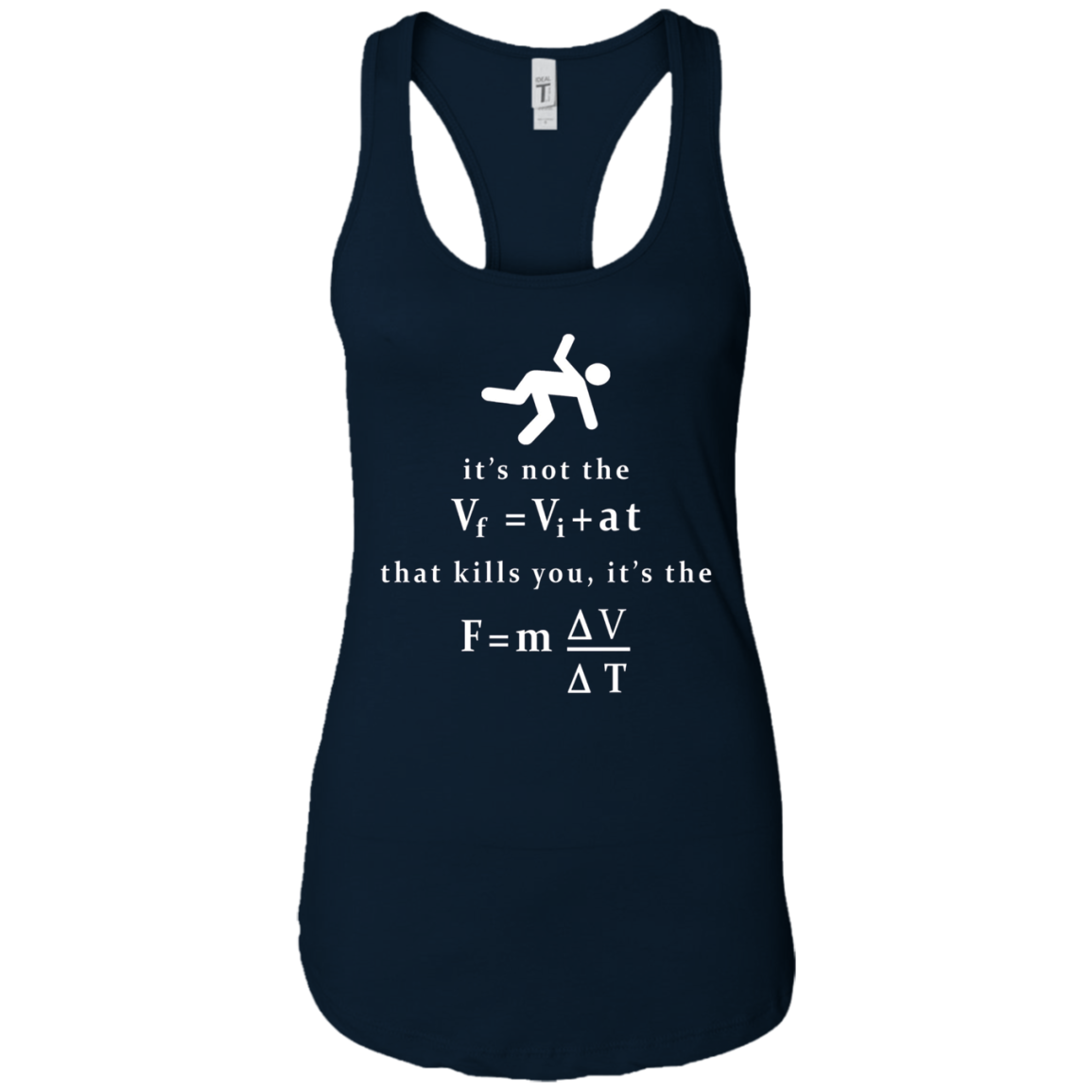 "It's not the fall that kills you, it's the landing." Tee