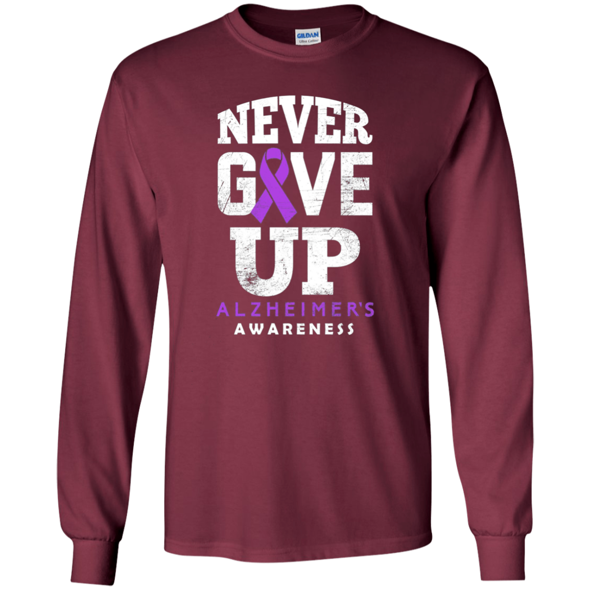 Alzheimer's Awareness Never Give Up Long Sleeve T-Shirt