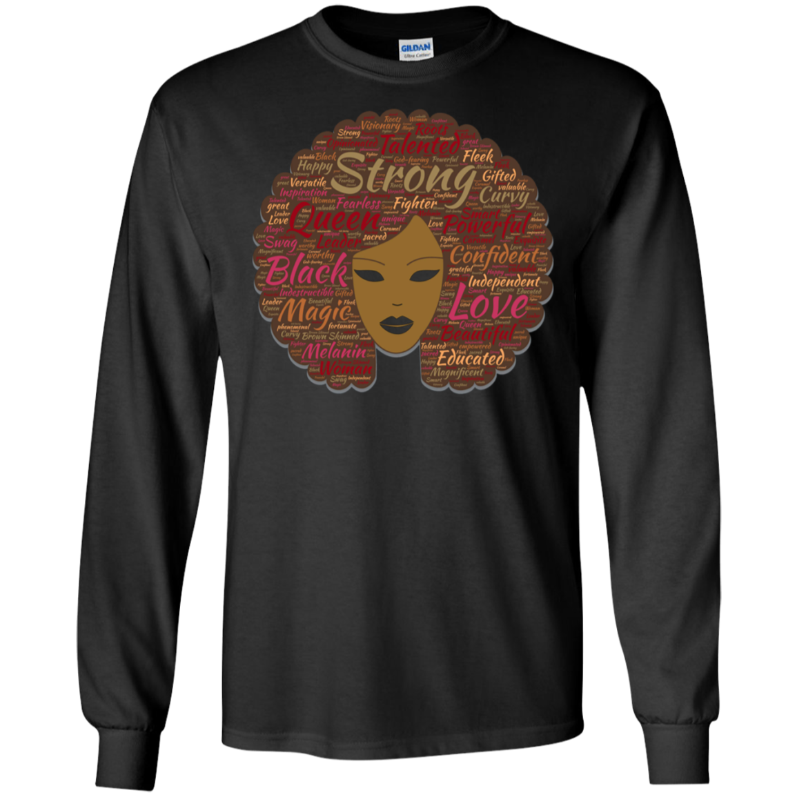 Afro Word Art Black History Month Natural Hair T-Shirt