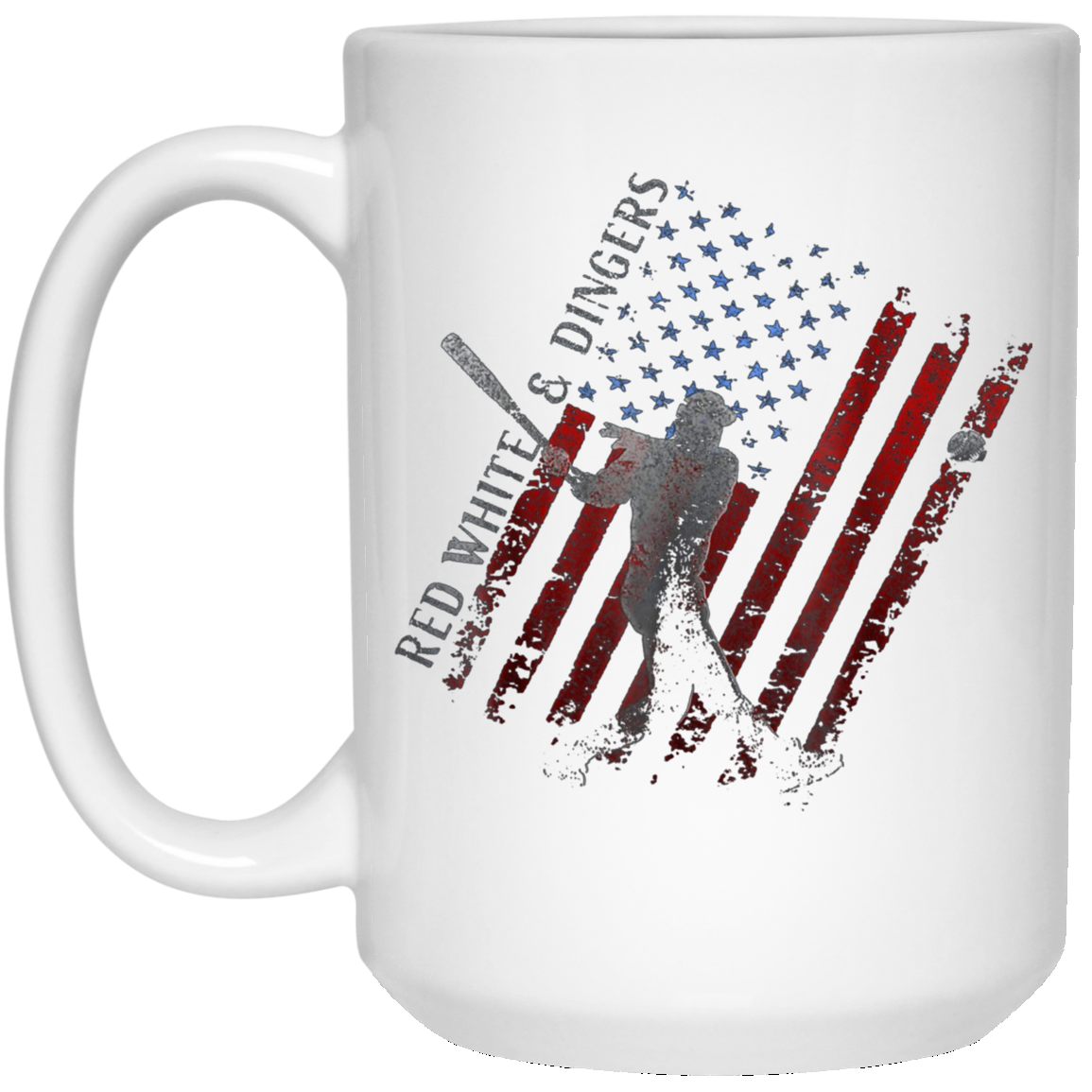 American Flag Red White and Dingers Vintage Baseball T-shirt