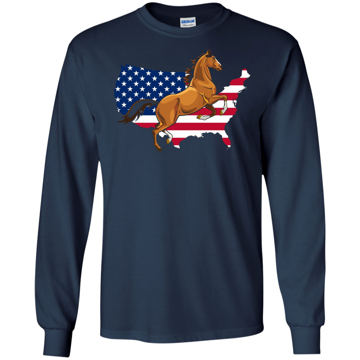 America Map Horse USA Flag Happy 4th Of July Shirt