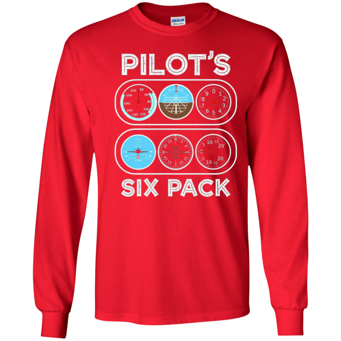 Pilot's Six Pack T-Shirt | Flight Instruments Aviation Shirt