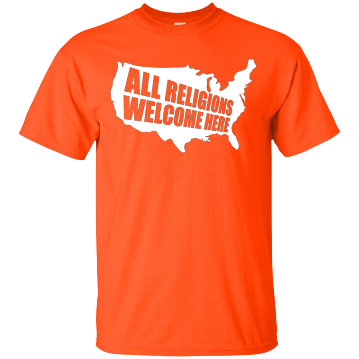 ALL RELIGIONS Welcome Here Protest T Shirt - Anti Trump Ban
