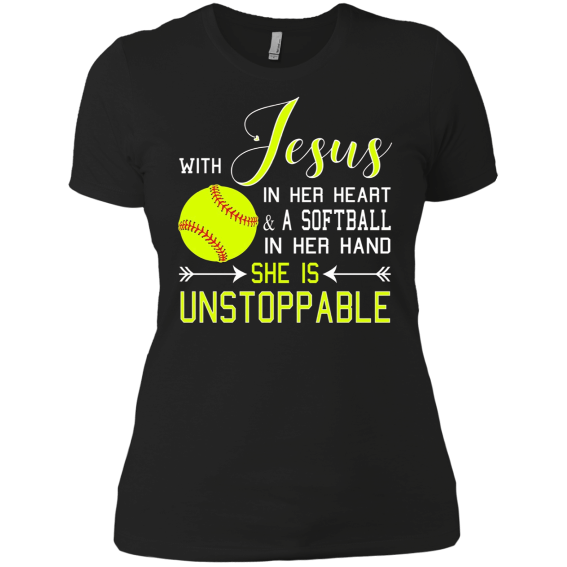 WITH JESUS IN HER HEART & A Softball Hand She Is T-Shirt