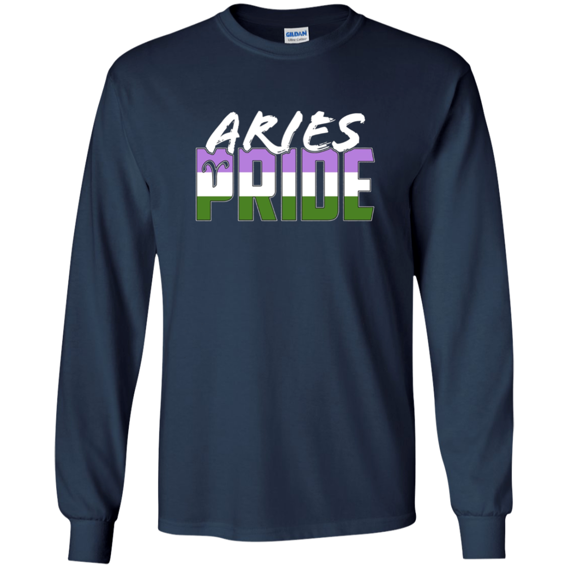 Aries Genderqueer Pride Flag Zodiac Sign Long Sleeve T-Shirt