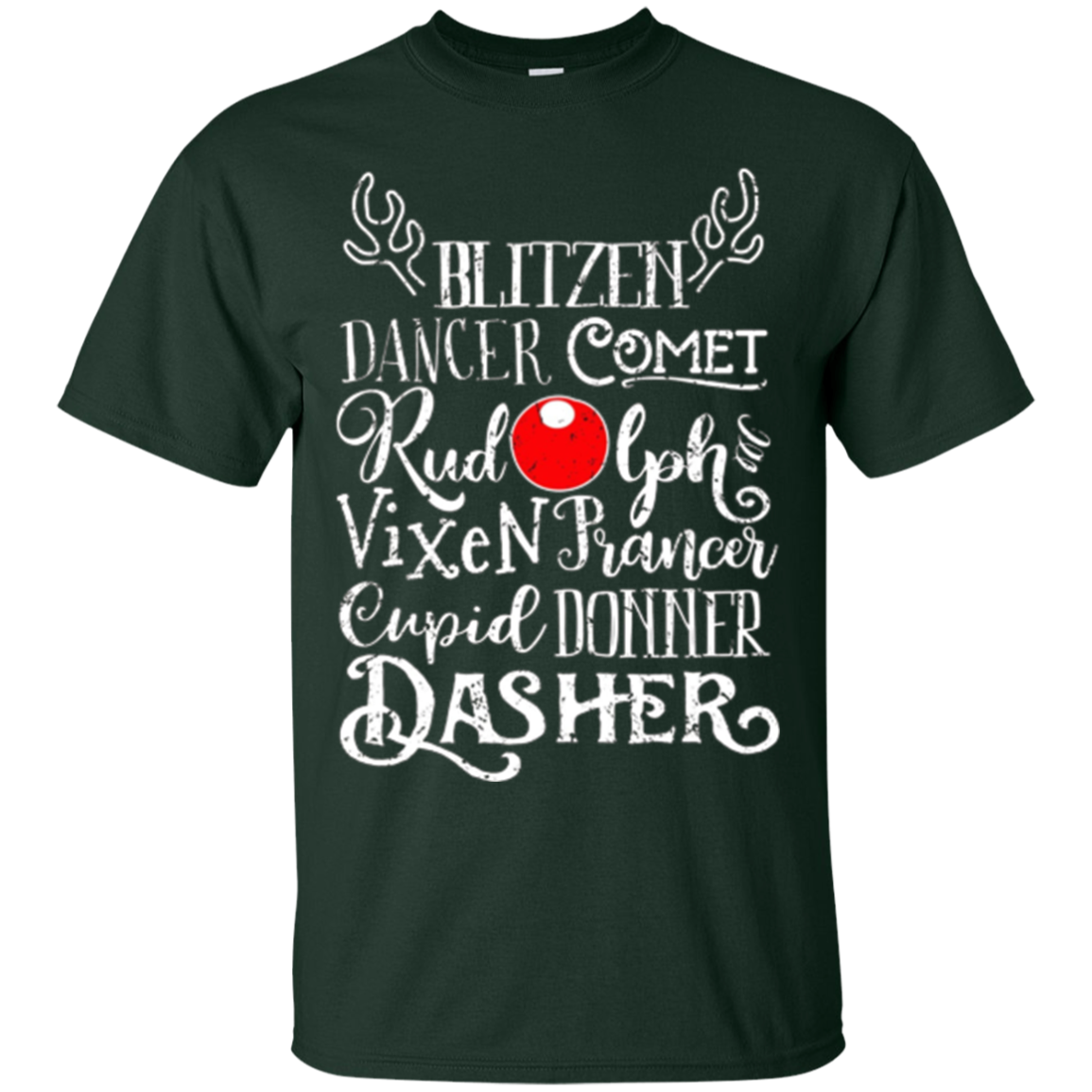 Santa's Reindeer Rudolph List Vintage Christmas Gift T-Shirt