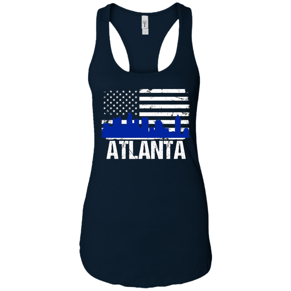 Atlanta Skyline Distressed American Flag Long Sleeve Shirt