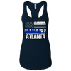 Image of Atlanta Skyline Distressed American Flag Long Sleeve Shirt
