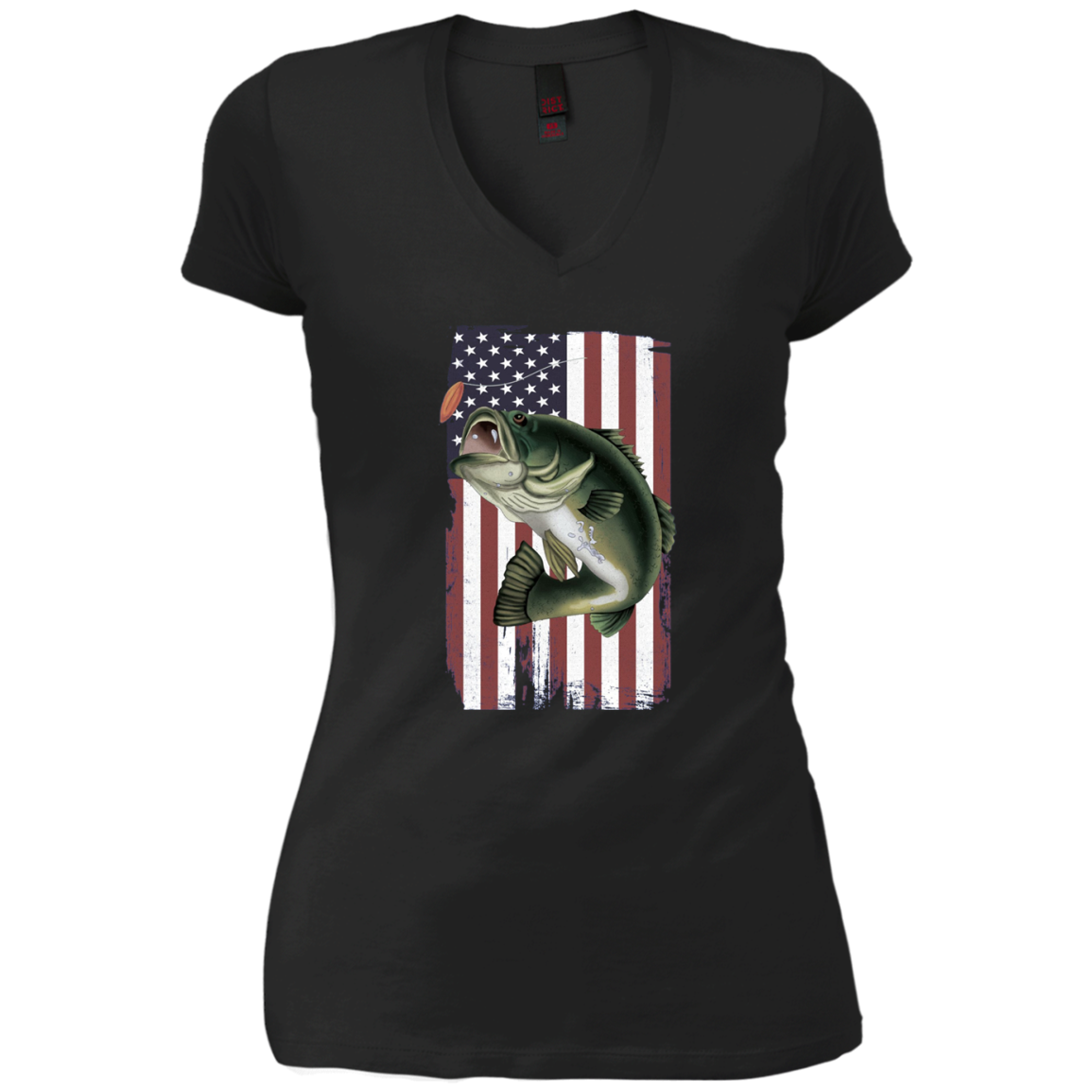 American Flag Patriotic Bass Fishing Shirt for Men Women