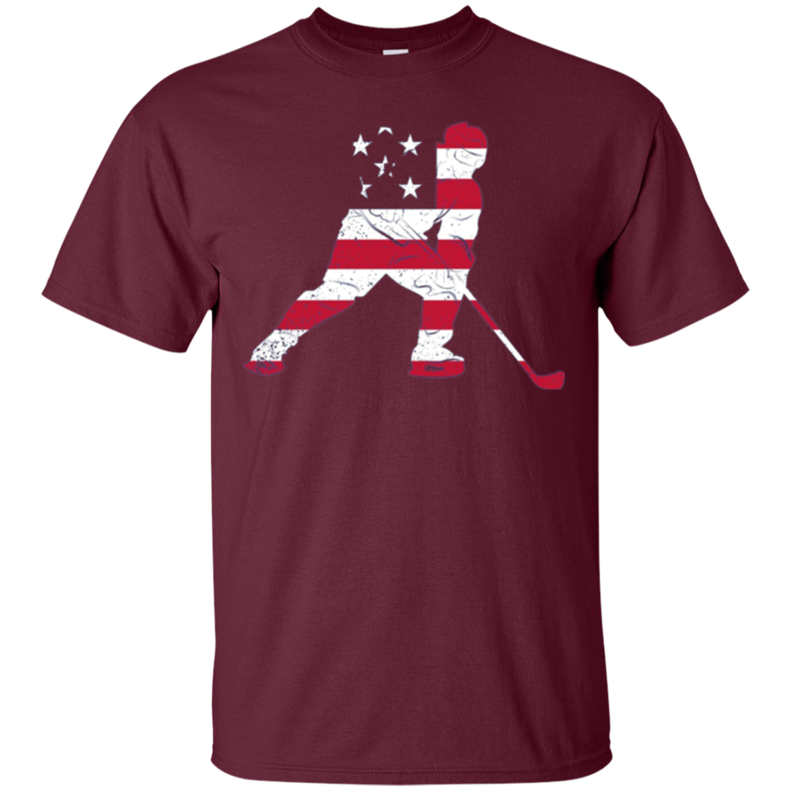 American USA Flag Ice Hockey T-Shirt Patriotic Sports Gift