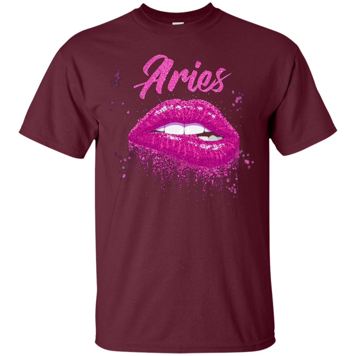 Aries Zodiac Birthday Pink Lips T-Shirt for Black Women