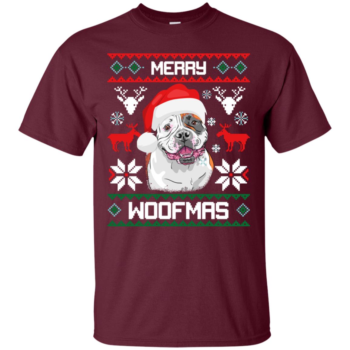 American Bulldog Merry Woofmas T-Shirt Christmas