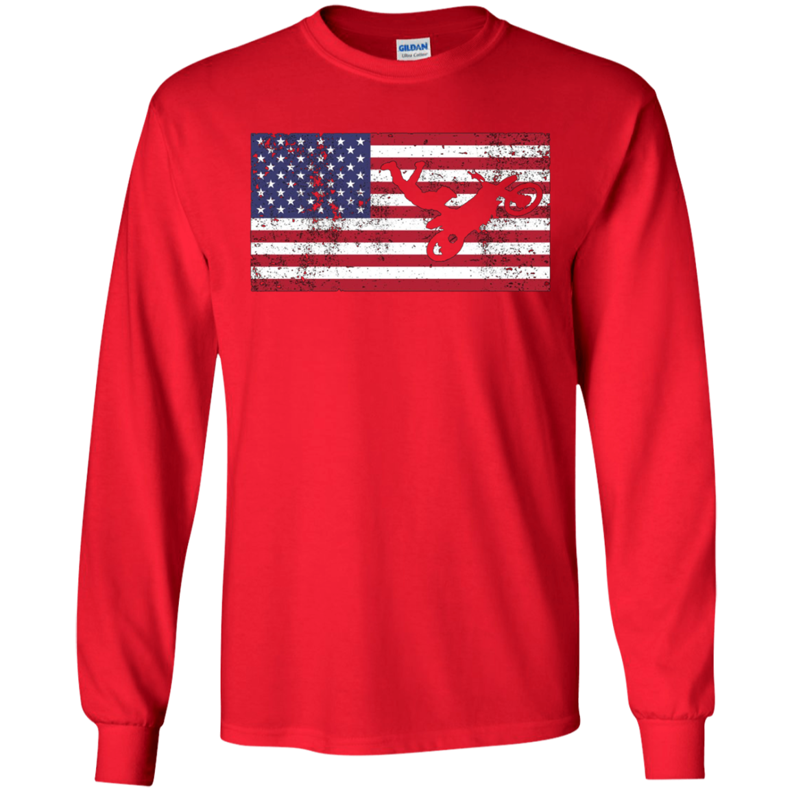 American Flag Motocross Motorcycle Patriotic T-Shirt Fun
