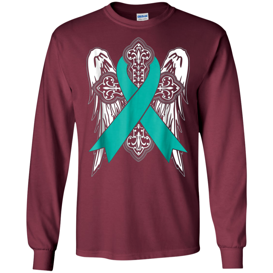 angel teal ribbon t shirt support ovarian cancer awareness