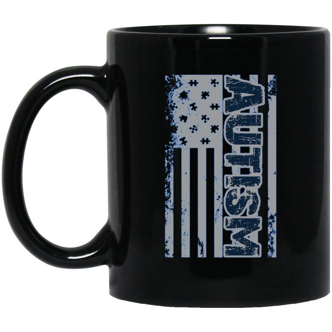 Autism Awareness T-Shirt - American Flag Puzzle Piece Shirt