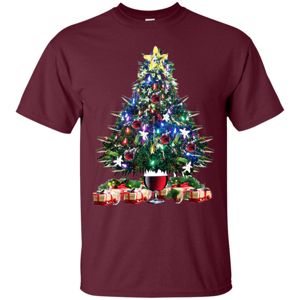 Christmas Tree Wine Glass - Merry Xmas Shirt Tee