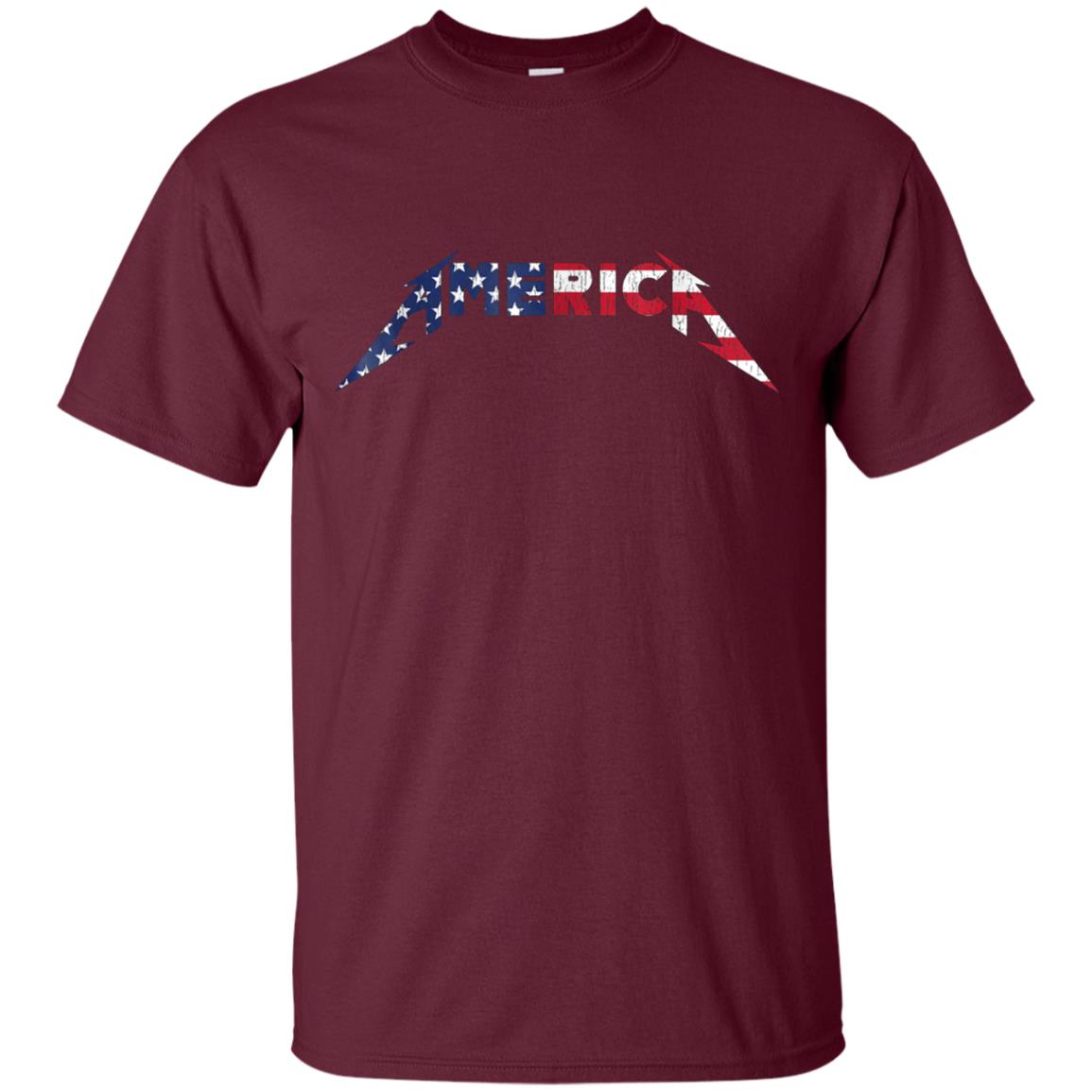 America Heavy Metal Style American Flag T-Shirt