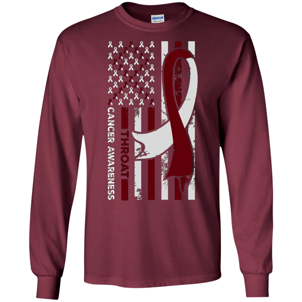 American Flag THROAT Cancer Awareness T-Shirt