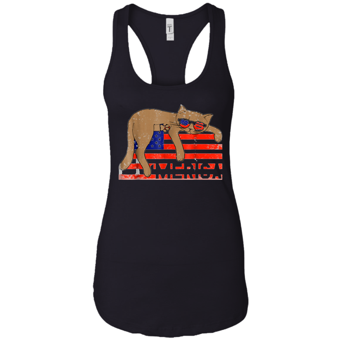 4th of July T-Shirt Funny Cat T shirt USA Flag Patriotic