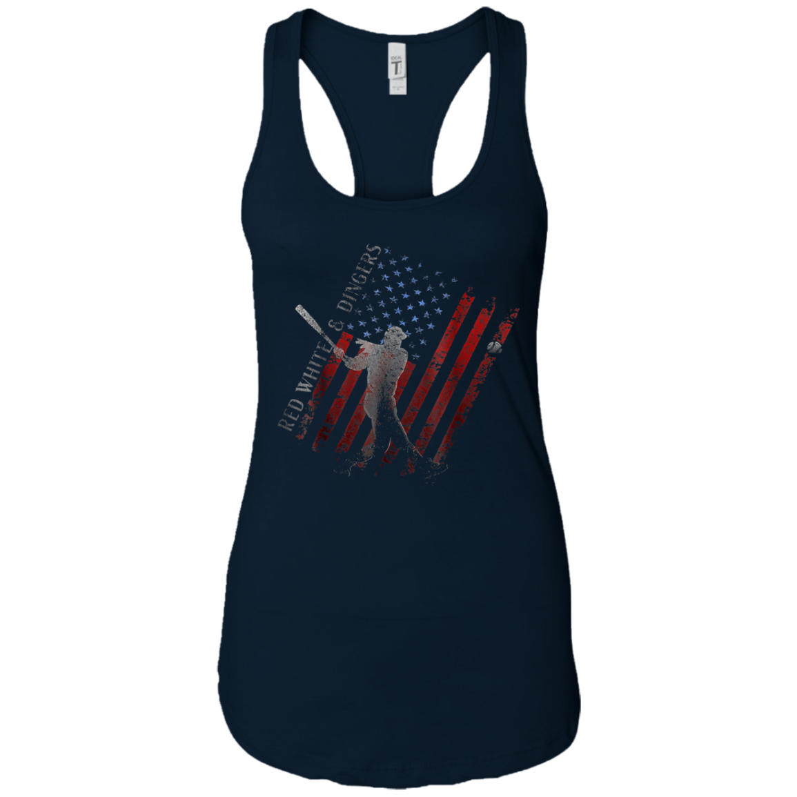 American Flag Red White and Dingers Vintage Baseball T-shirt