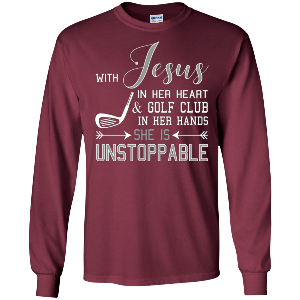 WITH JESUS IN HER HEART & GOLF CLUB HANDS SHE IS T-shirt