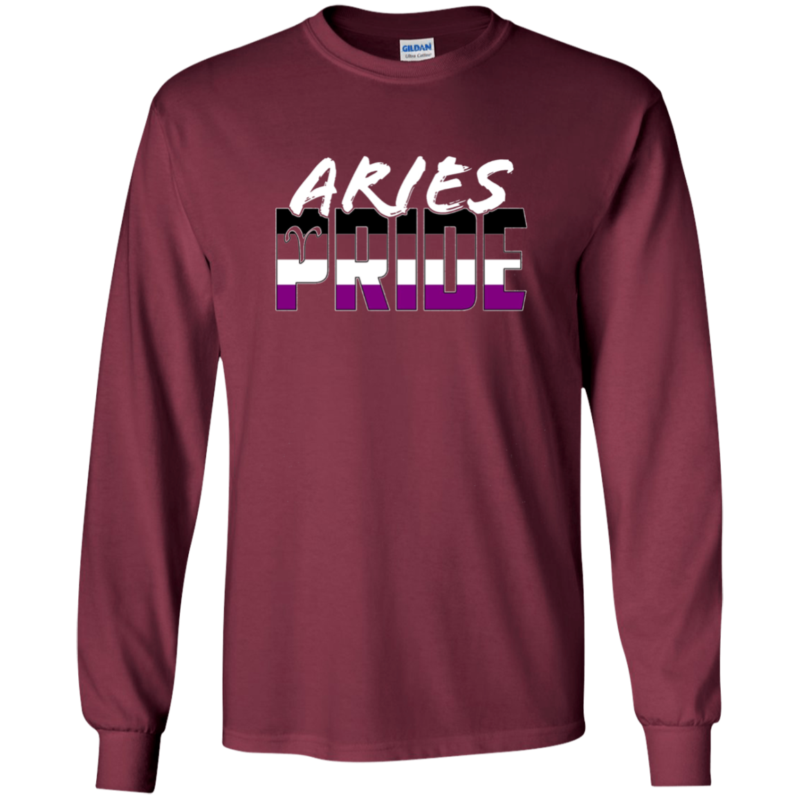 Aries Asexual Pride Flag Zodiac Sign Long Sleeve T-Shirt