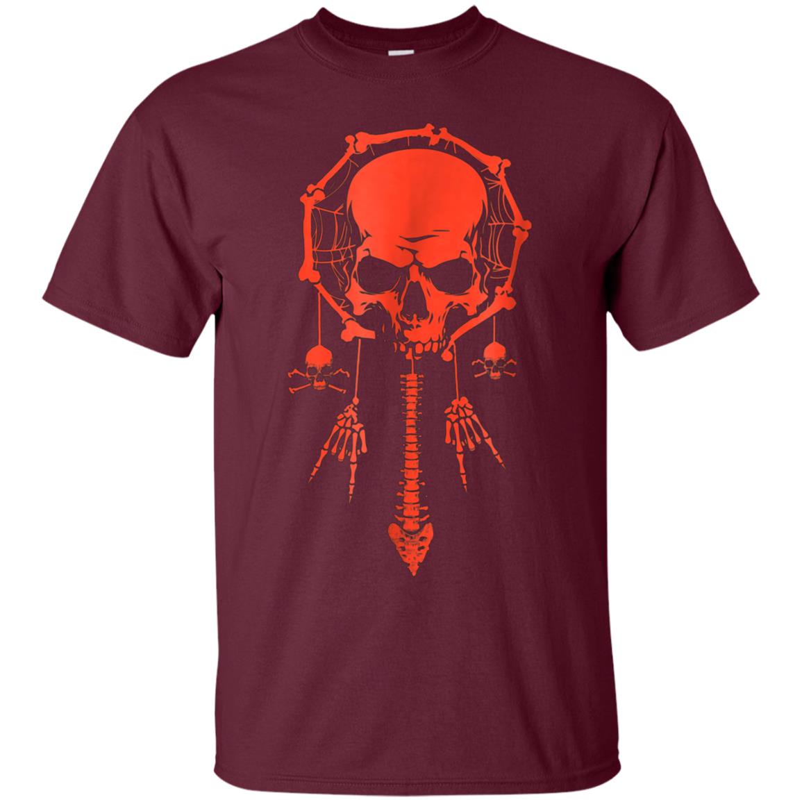 Funny Halloween T-Shirt Skull Dream Catcher Bone Rock Hand
