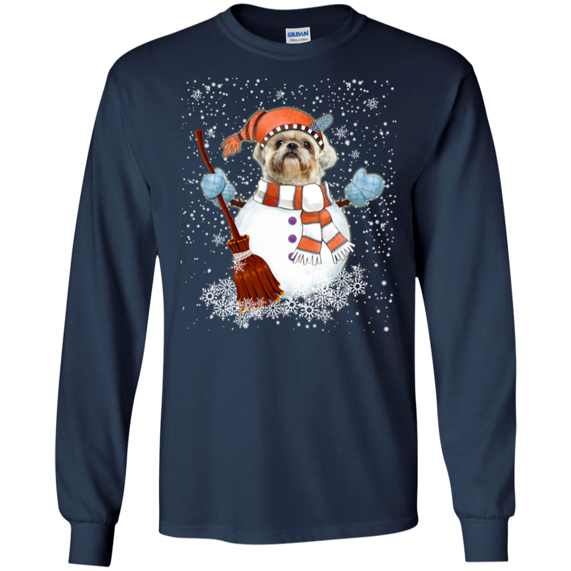 Christmas Snowman Shih Tzu Funny T-shirt