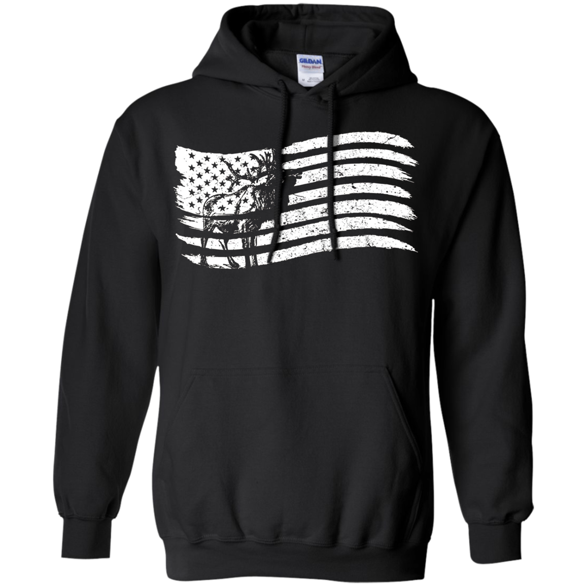 American Flag T-Shirt With Elk Vintage Look