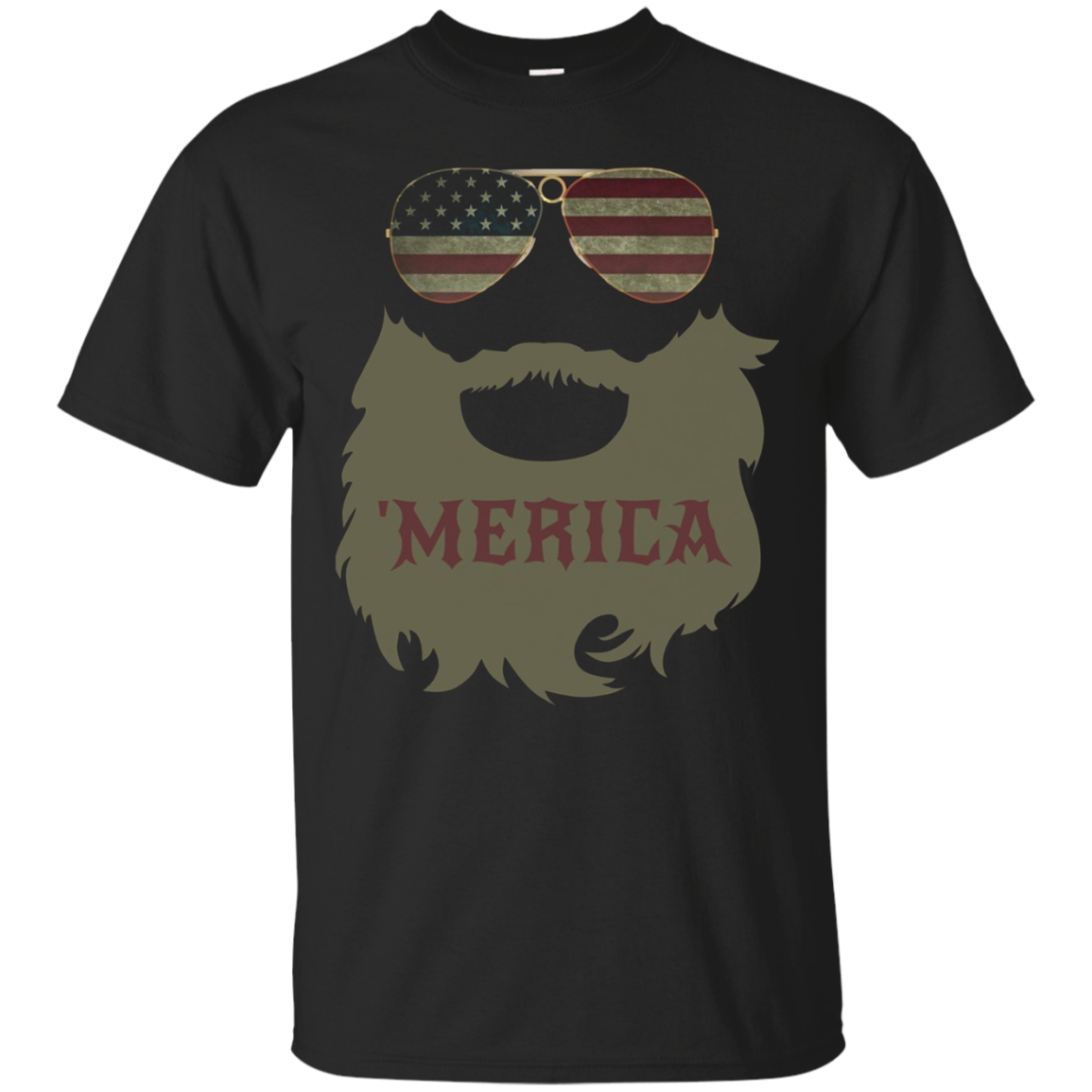 'Merica Patriotic Beard Sunglasses Flag T-shirt