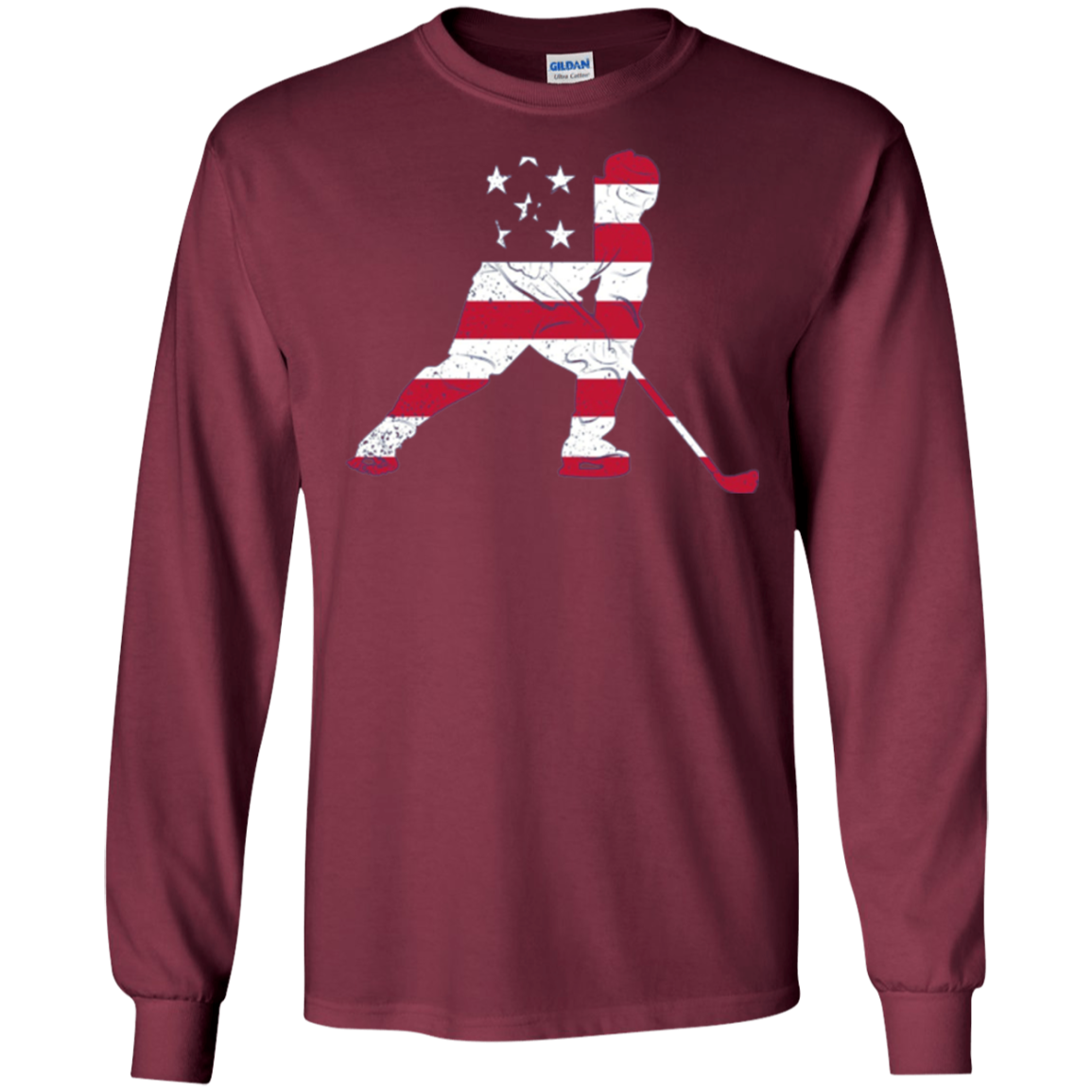 American USA Flag Ice Hockey T-Shirt Patriotic Sports Gift