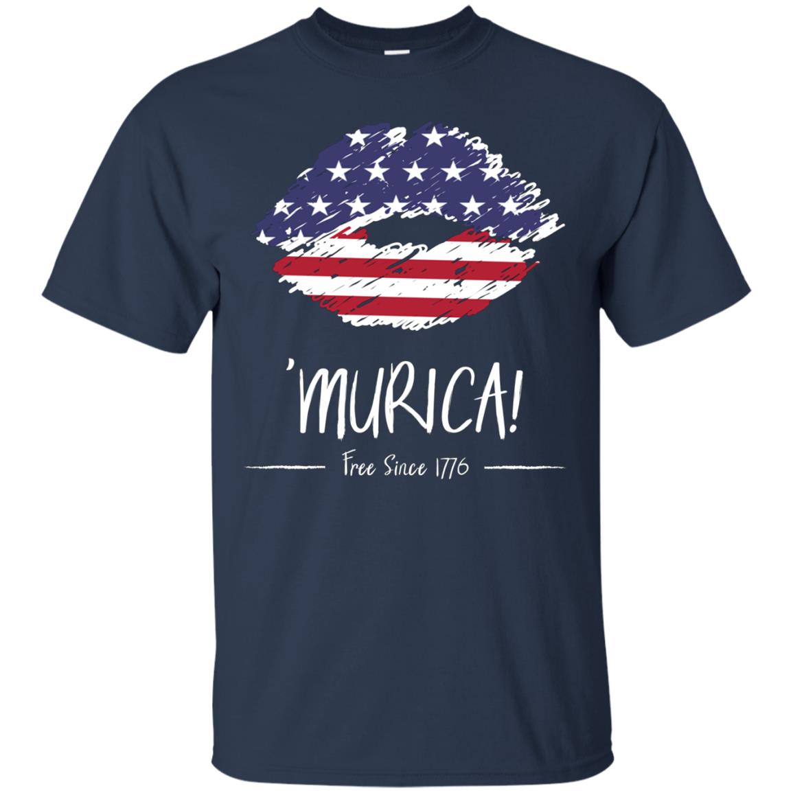 'Murica Shirt America Flag on Lips, 4th July