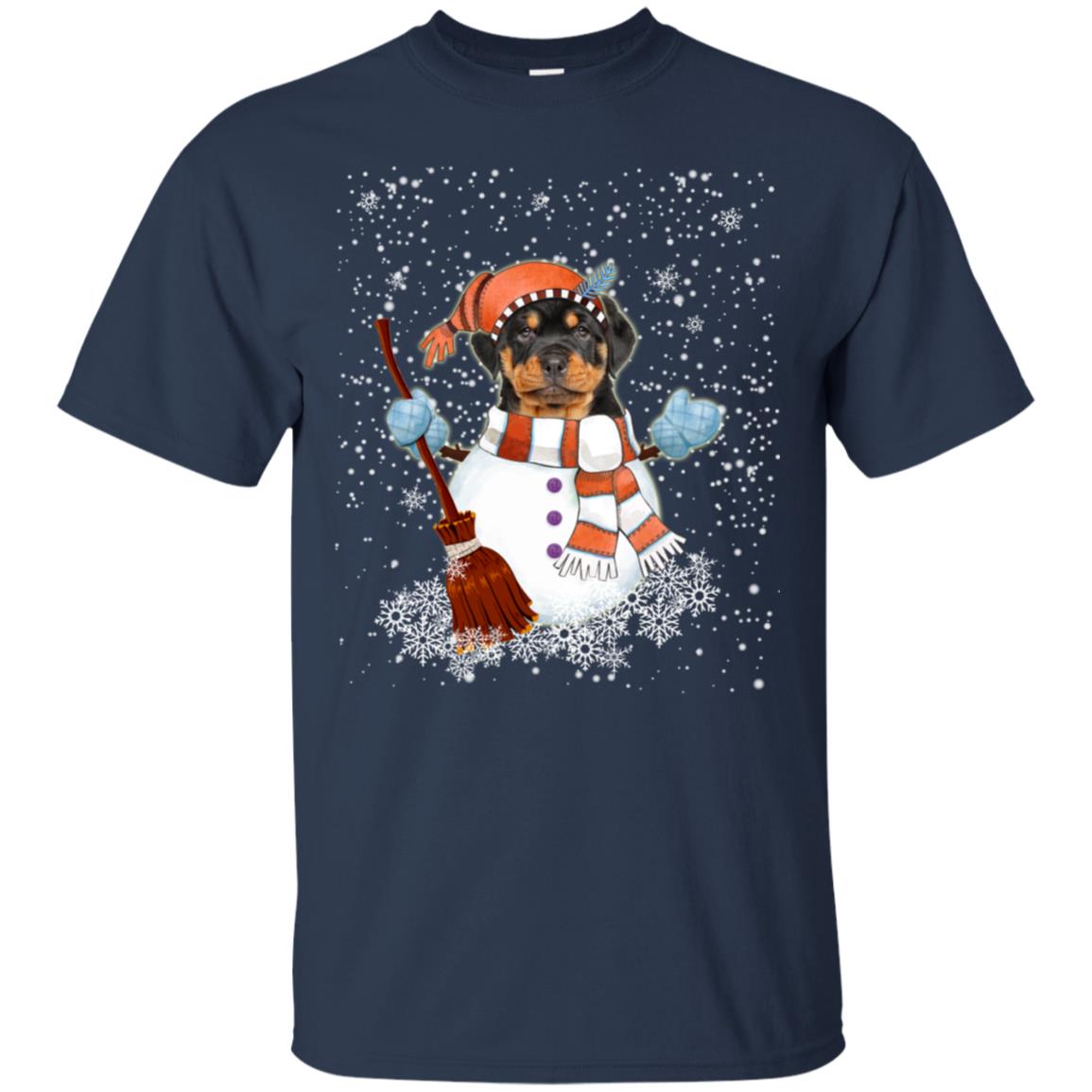 Christmas Snowman Rottweiler Funny T-shirt