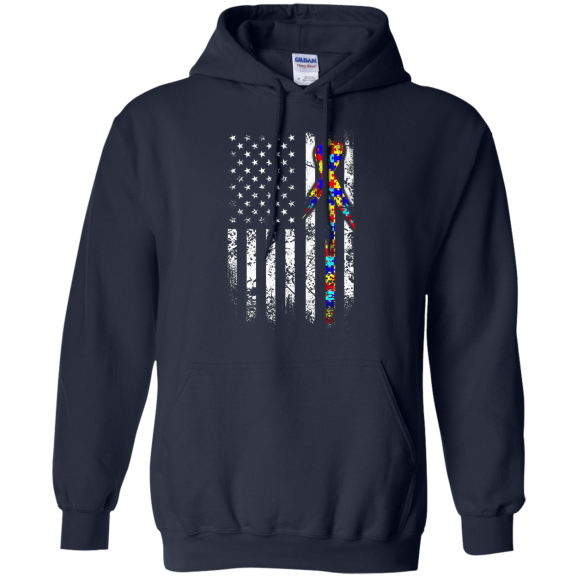 Autism Awareness T-Shirt American Flag Distressed Tee