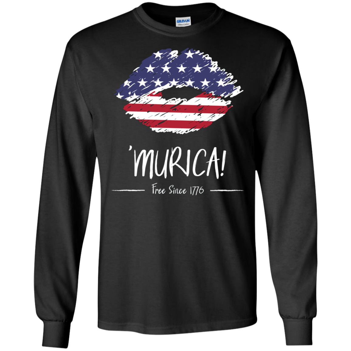 'Murica Shirt America Flag on Lips, 4th July