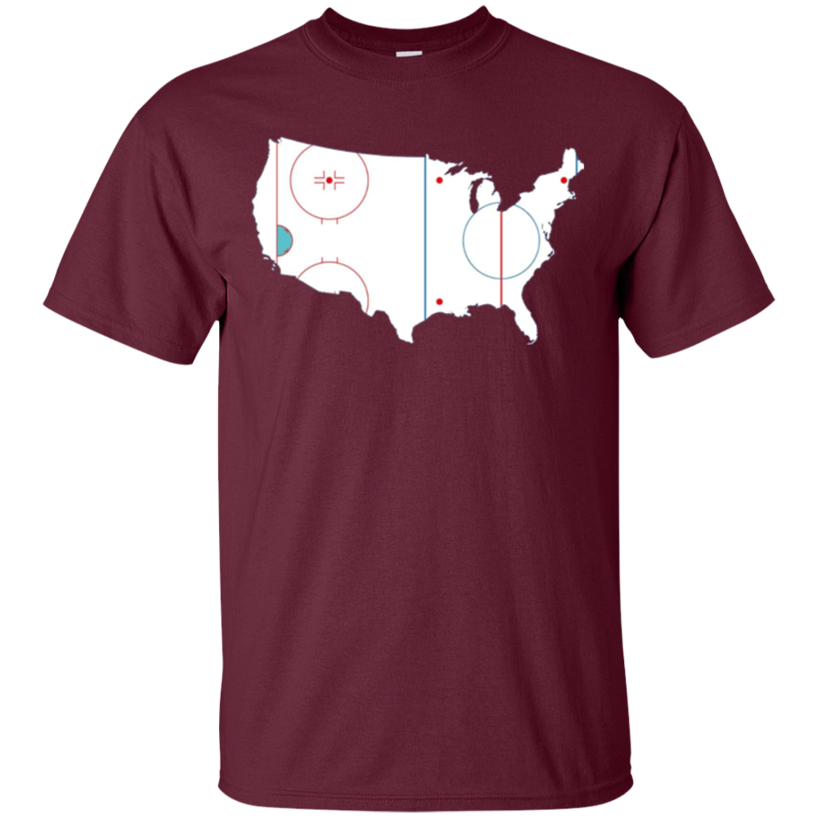 American Map Shirt Ice Hockey Rink Novelty Long Sleeve Tee