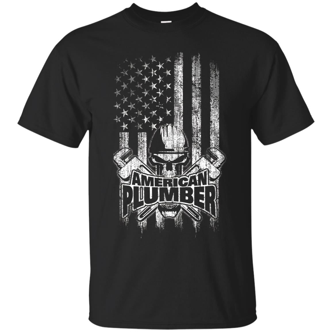 American Plumber T-Shirt Skull and Wrenches