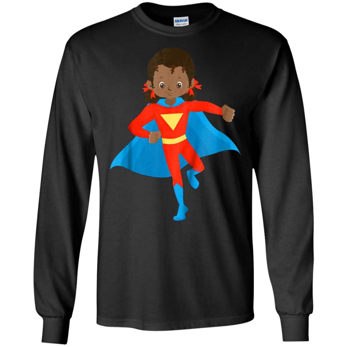 African American Girl Super Hero Kids T Shirt