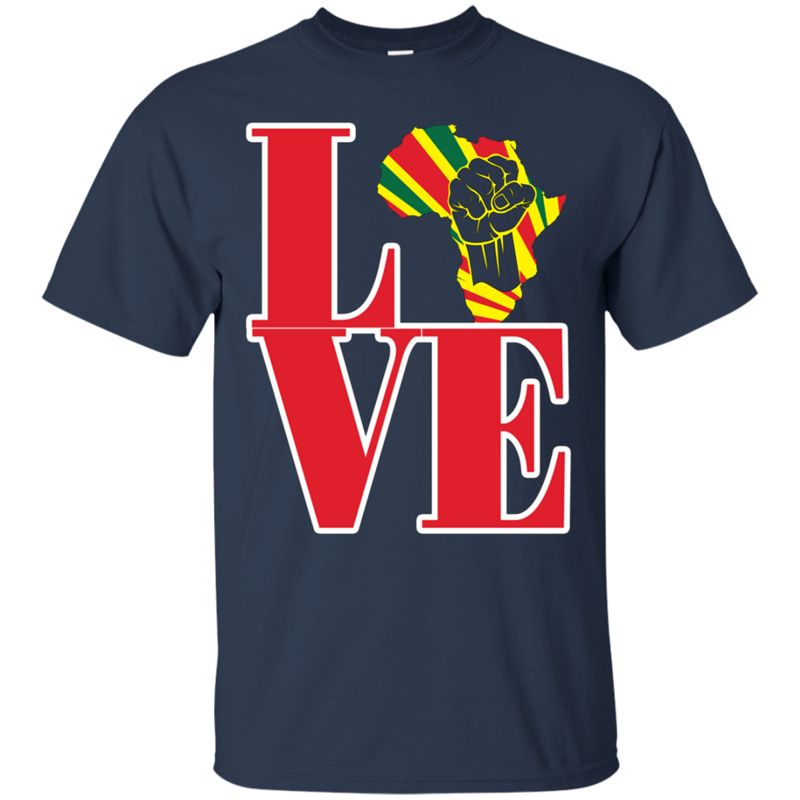 African black power map raised fist I love Africa t-shirt