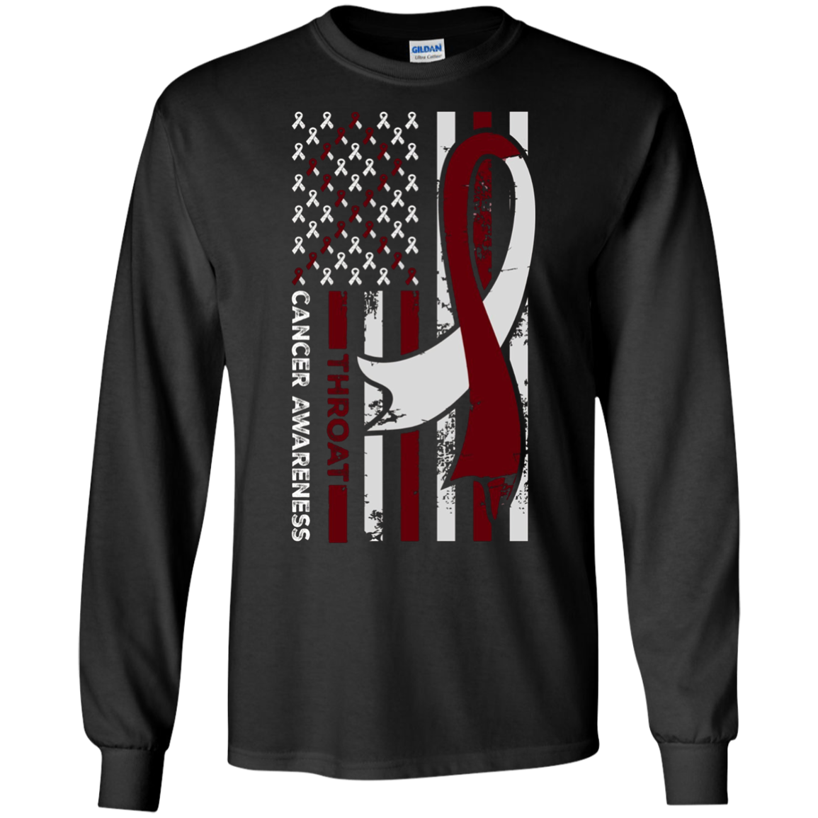 American Flag THROAT Cancer Awareness T-Shirt