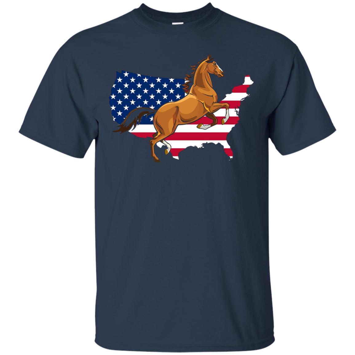 America Map Horse USA Flag Happy 4th Of July Shirt