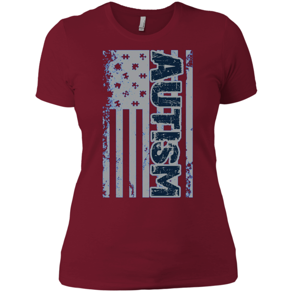 Autism Awareness T-Shirt - American Flag Puzzle Piece Shirt