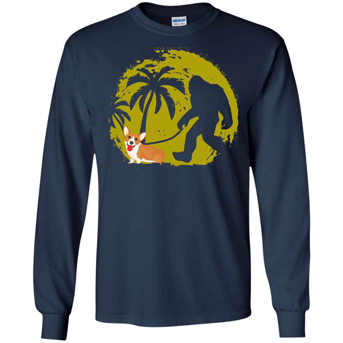 Bigfoot Walking Corgi T Shirt Funny Cute Sasquatch Gift