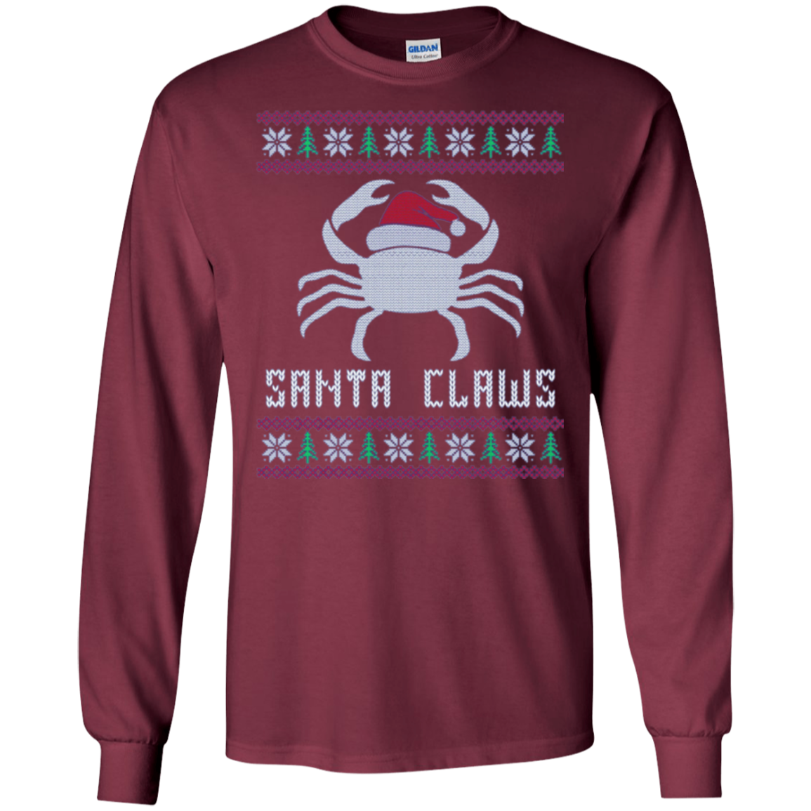 Santa Claws Festive Crab Ugly Christmas Gift Long Sleeve