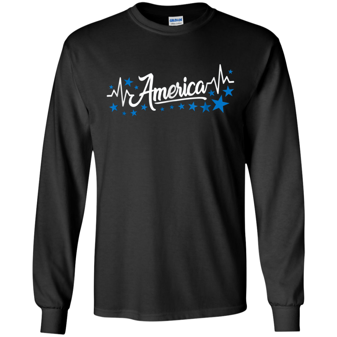 America Heartbeat Blue Shirt Fourth of July Outfit Stars
